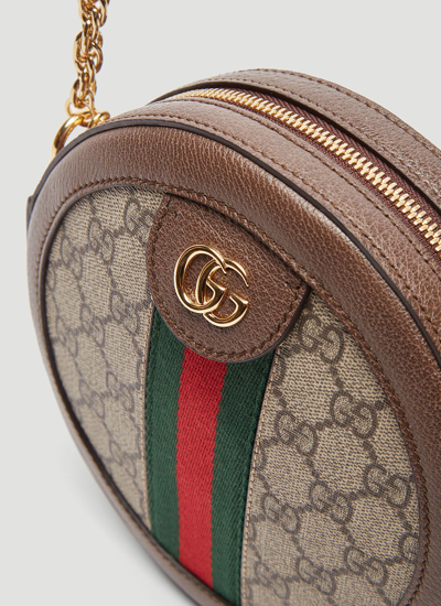 Shop Gucci Women Ophidia Mini Gg Round Shoulder Bag In Brown