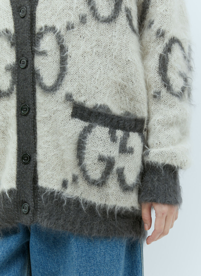 Shop Gucci Women Reversible Gg Mohair-blend Cardigan In Gray