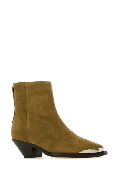 Shop Isabel Marant Woman Beige Suede Adnae Ankle Boots In Brown