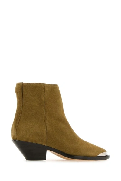 Shop Isabel Marant Woman Beige Suede Adnae Ankle Boots In Brown