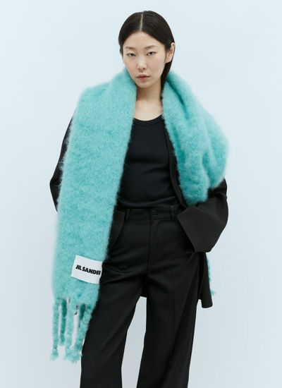 Shop Jil Sander Women Mohair Wool Scarf In Blue