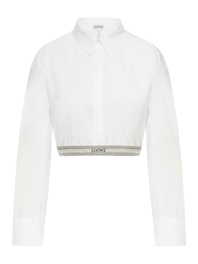 Shop Loewe Women Cotton Crop Shirt In White