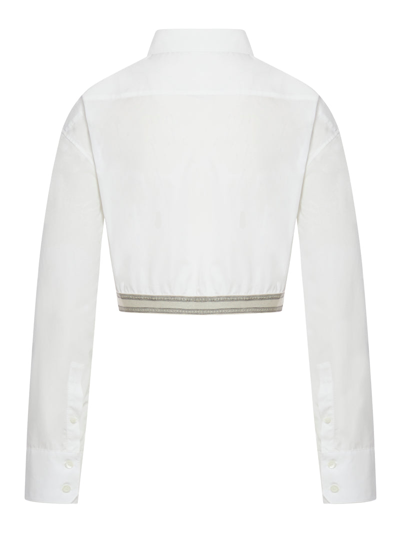 Shop Loewe Women Cotton Crop Shirt In White