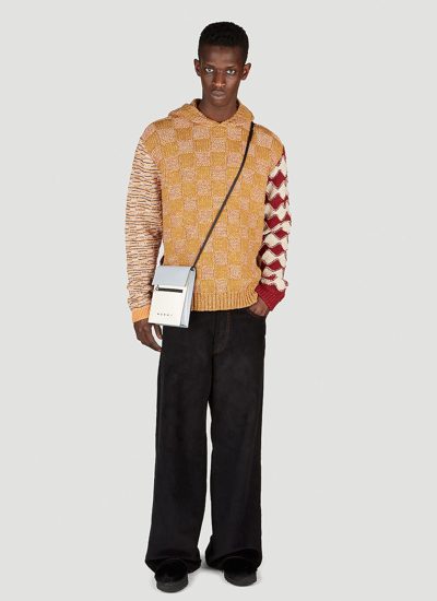 Shop Marni Men Multi Panel Chequerboard Sweatshirt In Orange