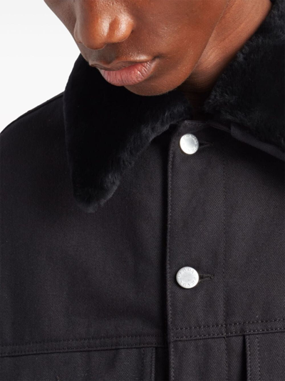 Shop Prada Men Padded Denim Bluson Jacket In Black