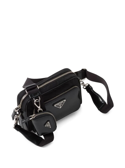 Shop Prada Men Re-nylon And Brushed Leather Shoulder Bag In Black