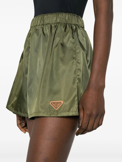 Shop Prada Women Re-nylon Shorts In Green