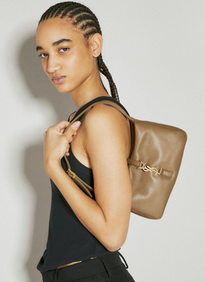 Shop Saint Laurent Women Le 5 À 7 Puffer Shoulder Bag In Brown