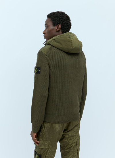 Shop Stone Island Men Wool Panels Nylon Jacket In Green