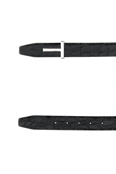 Shop Tom Ford Man Black Leather T Belt