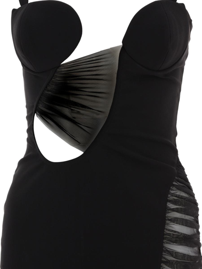 Shop Nensi Dojaka Dress With Tulle Inserts In Black