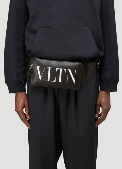 Shop Valentino Men Vltn Leather Belt Bag In Black