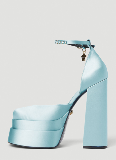 Shop Versace Women Medusa Aevitas Platform Pumps In Blue