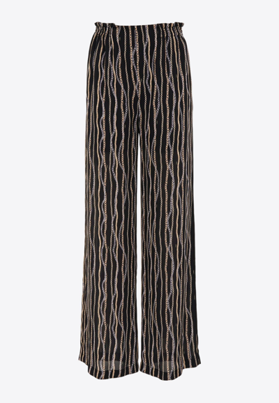 Shop Chloé Chain-striped Silk Pajama Bottoms In Black