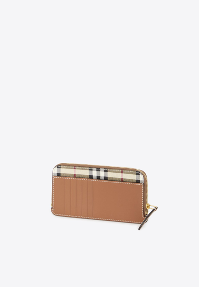 Shop Burberry Check-print Cardholder In Beige