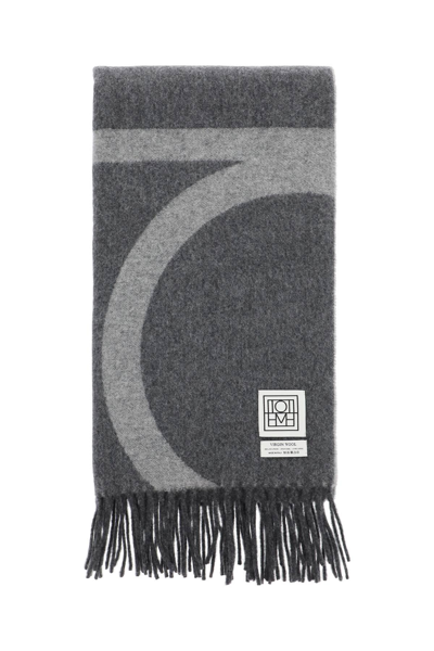 Shop Totême Toteme Monogram Jacquard Wool Scarf