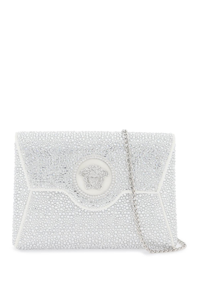 Shop Versace La Medusa Envelope Clutch With Crystals