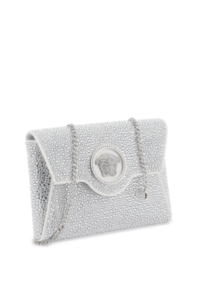 Shop Versace La Medusa Envelope Clutch With Crystals