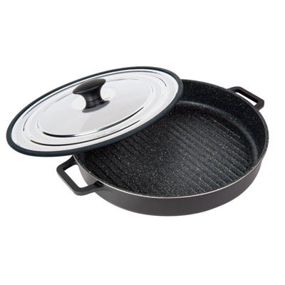 Shop Masterpan Nonstick Stovetop Oven Grill Pan & Stainless Steel Lid, Black 12"