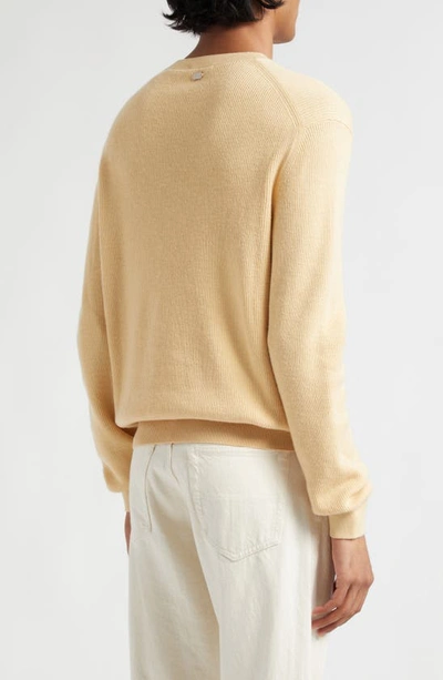 Shop Agnona Ribbed Cotton & Cashmere Crewneck Sweater In Apricot