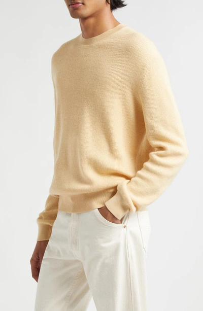 Shop Agnona Ribbed Cotton & Cashmere Crewneck Sweater In Apricot