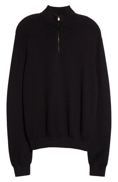 Shop Agnona High Neck Half Zip Cotton & Cashmere Sweater In Black