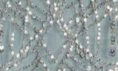 Pisarro Nights Beaded Cold Shoulder Blouson Cocktail Dress In Teal