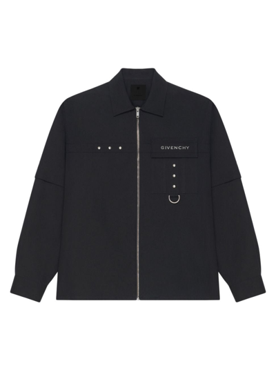 Shop Givenchy Men's Shirt In Cotton With Metal Details In Black