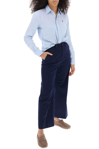 Shop Polo Ralph Lauren Wide Leg Chino Pants In Blue
