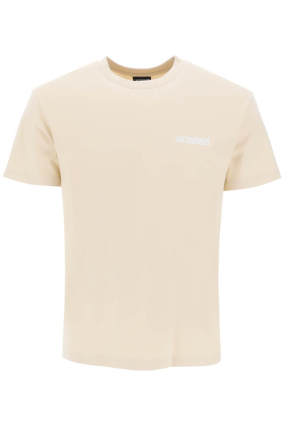 Shop Jacquemus Le Tshirt Logo Printed T-shirt In Beige
