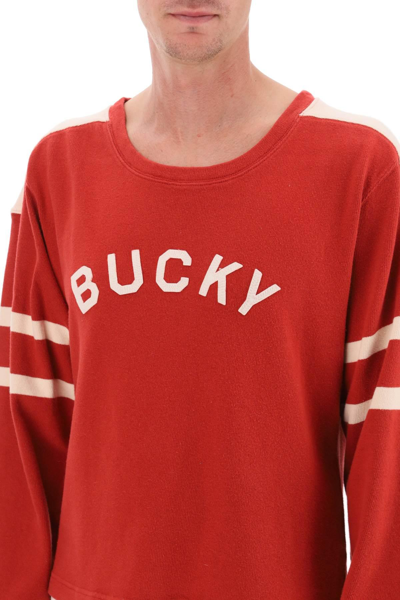 Shop Bode Bucky Two-tone Cotton Sweater In Red,pink