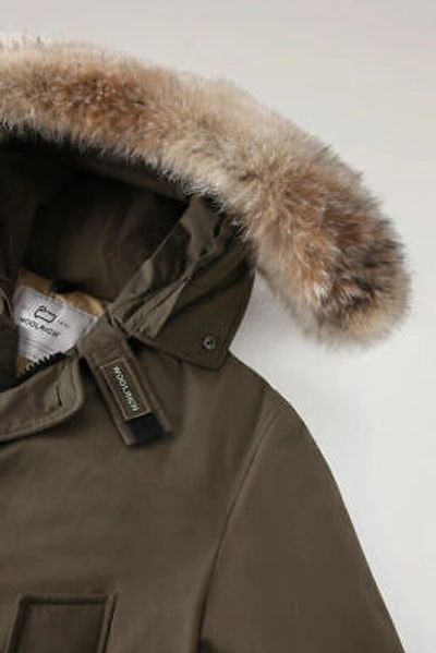 Pre-owned Woolrich Arctic Parka In Ramar Mit Abnehmbarem Pelzbesatz In Dunkelgrün