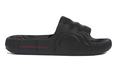 Pre-owned Adidas Originals Adidas Adilette 22 Slides Black Scarlet In Core Black/core Black/better Scarlet