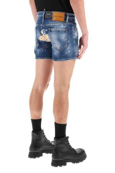 Shop Dsquared2 Sexy 70's Shorts In Worn Out Booty Denim