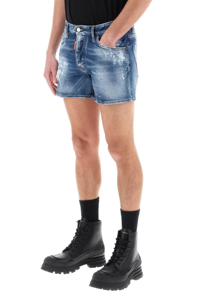 Shop Dsquared2 Sexy 70's Shorts In Worn Out Booty Denim