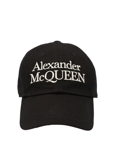 Shop Alexander Mcqueen Logo Cap In Black