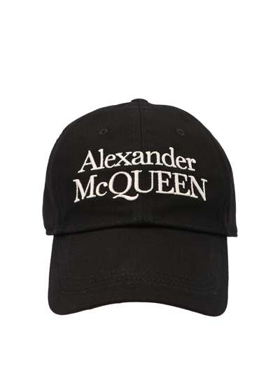 Alexander Mcqueen Embroidered Cotton-twill Baseball Cap In Black