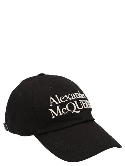 Alexander Mcqueen Embroidered Cotton-twill Baseball Cap In Black