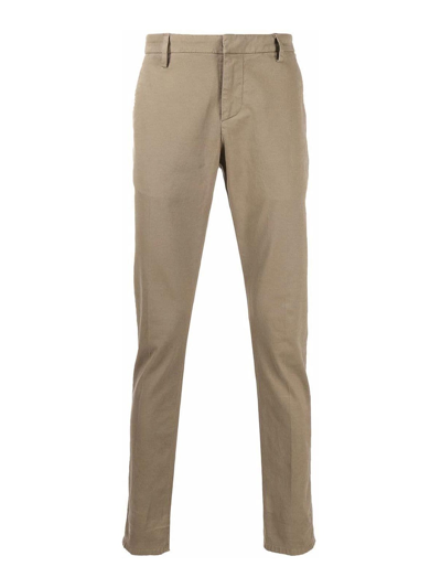 Shop Dondup Pale Beige Mid-rise Straight Trousers
