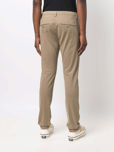 Shop Dondup Pale Beige Mid-rise Straight Trousers