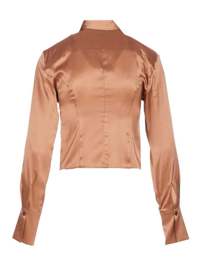 Pinko Chemise En Satin De Soie In Brown