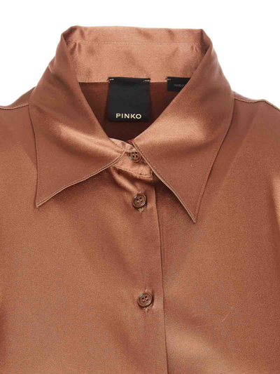 Pinko Chemise En Satin De Soie In Brown