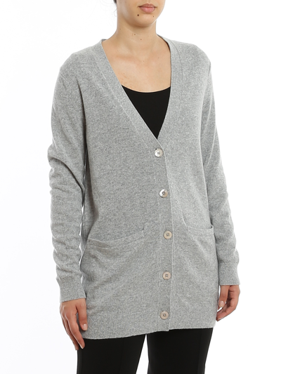 Shop Michael Kors Cashmere Melange Cardigan In Grey