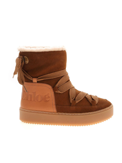 Shop See By Chloé Mary Leather Ankle Boots With Logo In Brown