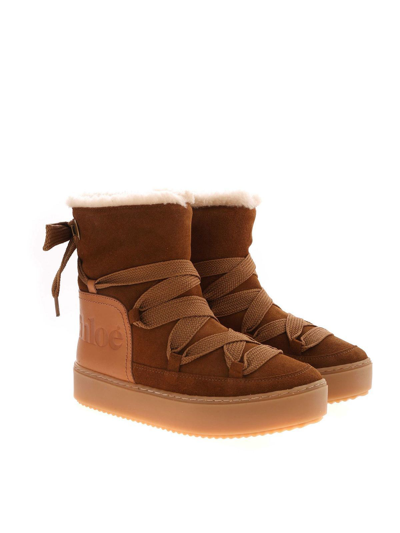 Shop See By Chloé Mary Leather Ankle Boots With Logo In Brown