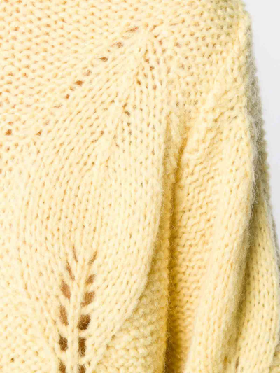 Shop M.i.h. Jeans Lacey Leaf Knit Sweater In Yellow