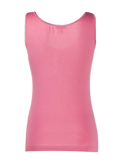Blumarine Studded Logo Tank Top In Nude & Neutrals