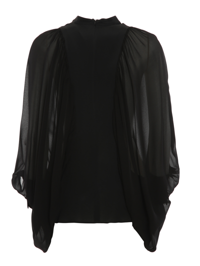 Shop Dondup See Through Sleeve Blouse In Black
