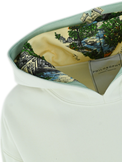 Shop Philosophy Di Lorenzo Serafini Cotton Cropped Hoodie In White