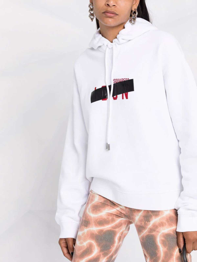 Shop Dsquared2 Blocked-logo Print Hoodie In White